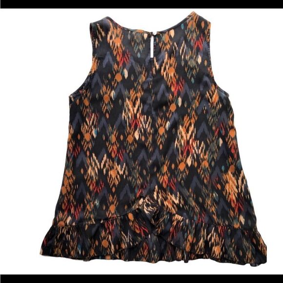 Beachlunchlounge sleeveless abstract print top with ruffled bottom hem size L. - Picture 2 of 9